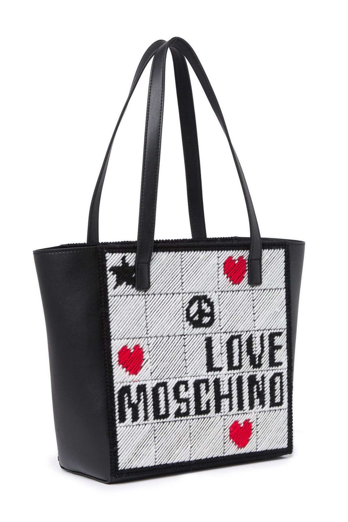Love Moschino Stitched Logo Tote Shoulder Bag, Alternate, color, 