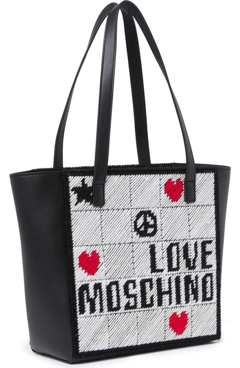 Love Moschino Stitched Logo Tote Shoulder Bag, Alternate, color,