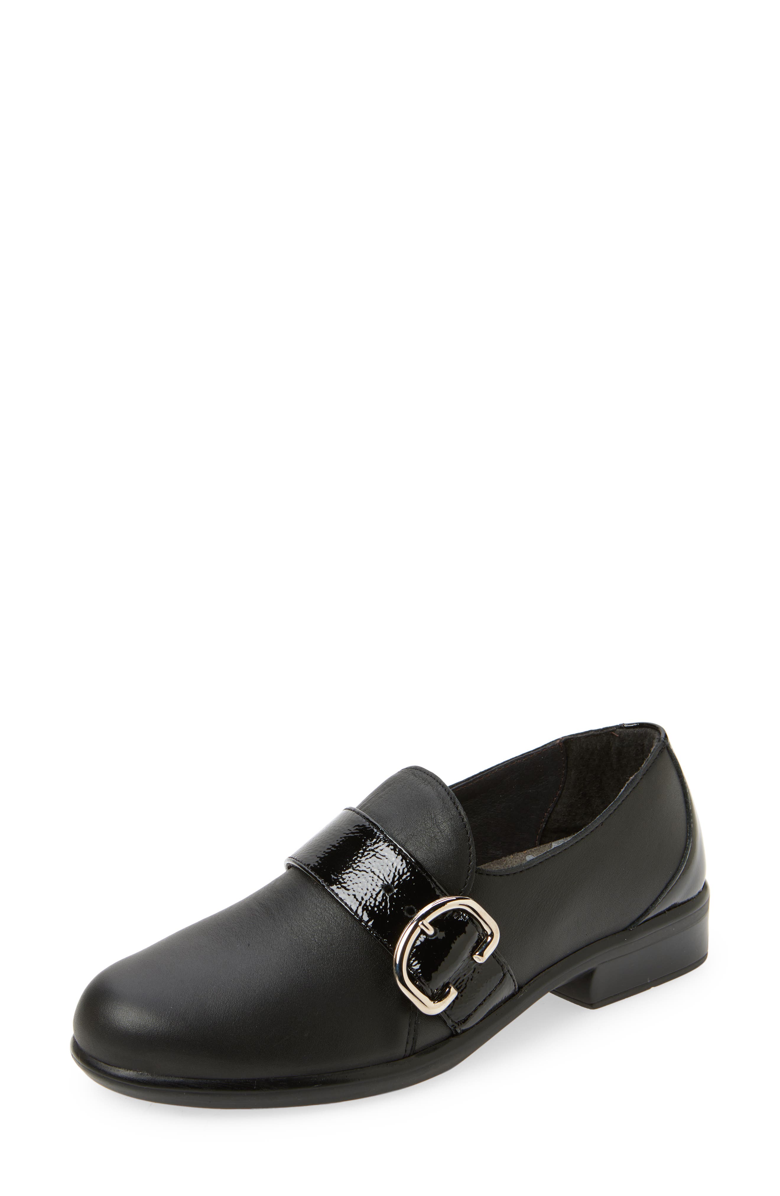 Naot Viscol Strap Loafer, Main, color, Jet Black/ Crinkle Patent