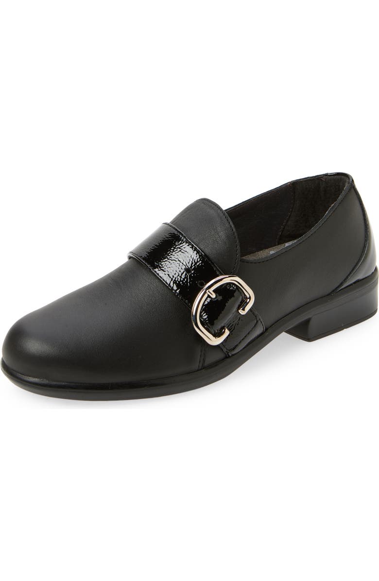 Naot Viscol Strap Loafer, Main, color, Jet Black/ Crinkle Patent