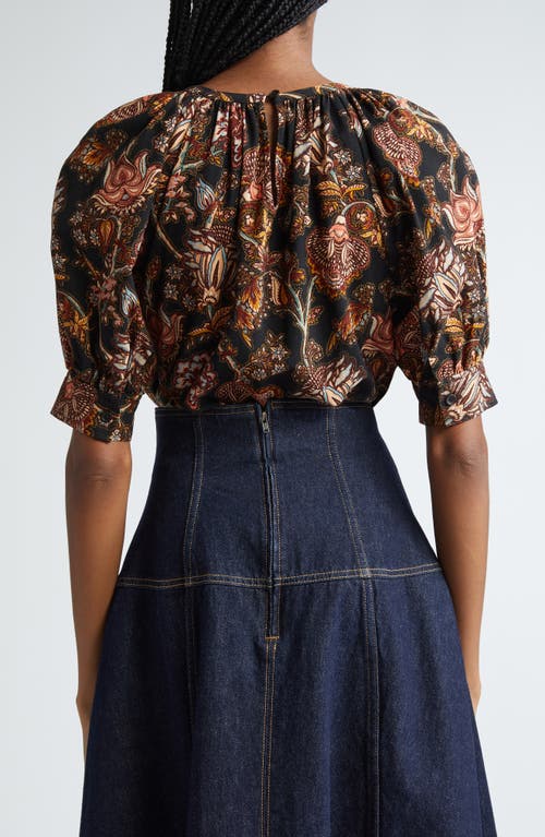 Ulla Johnson Suri Floral Paisley Wool Blend Top In Viola