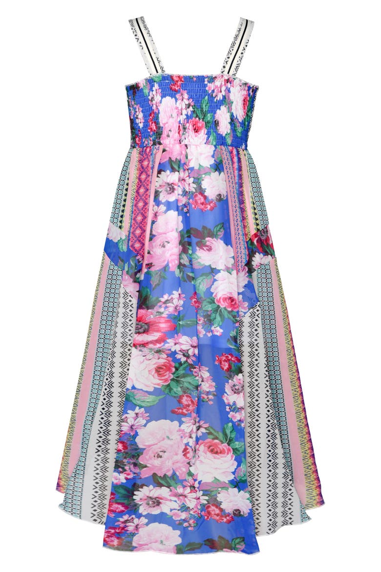 Kids' High-Low Maxi Dress, Alternate, color, BLUE MULTI