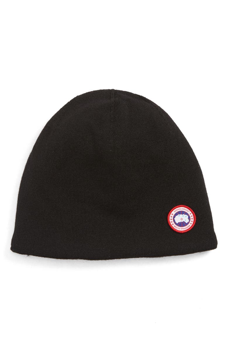 Canada Goose Standard Wool Blend Beanie, Main, color, Black