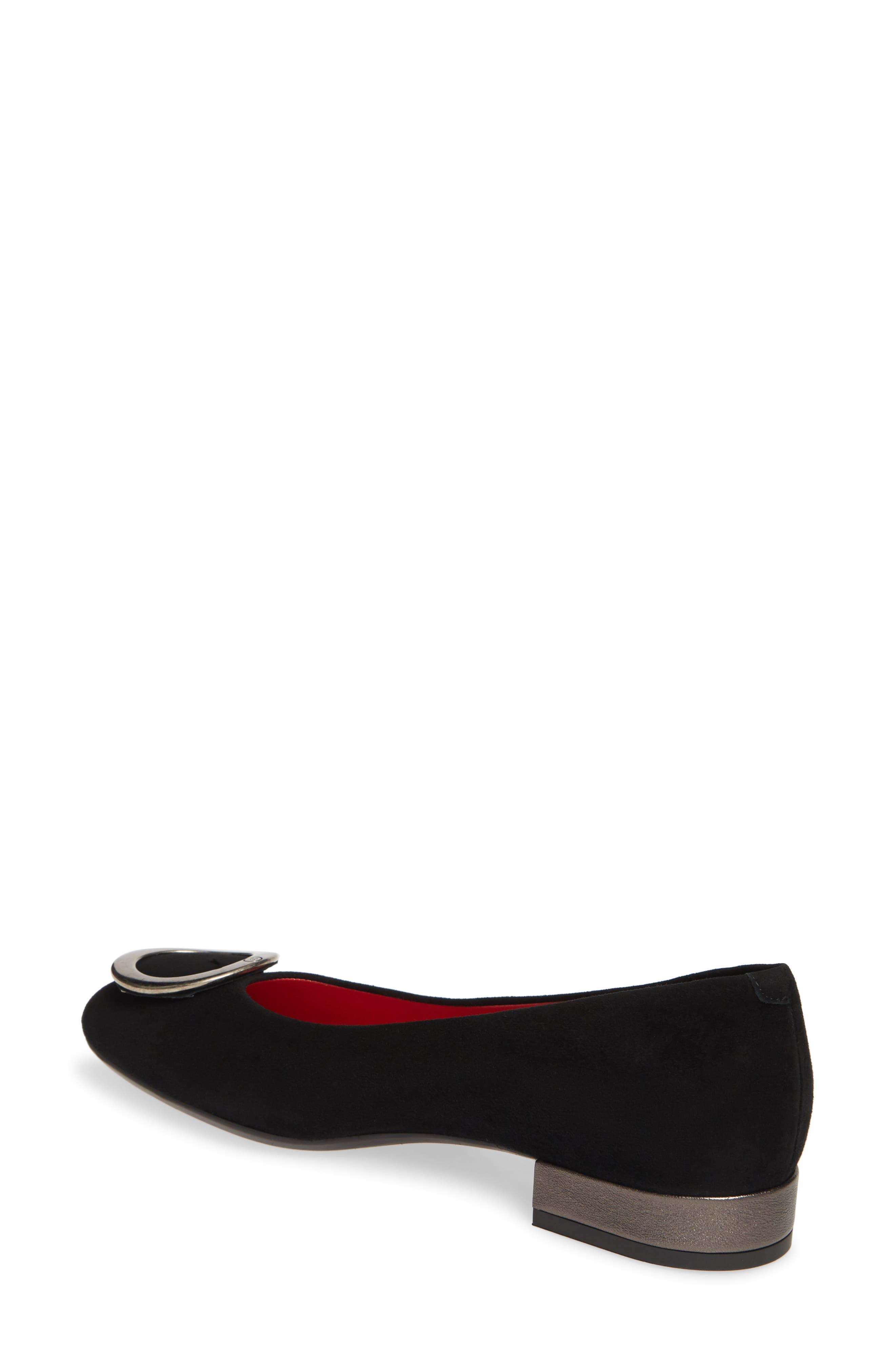 Daria Embellished Flat, Alternate, color, BLACK SUEDE/ LEATHER