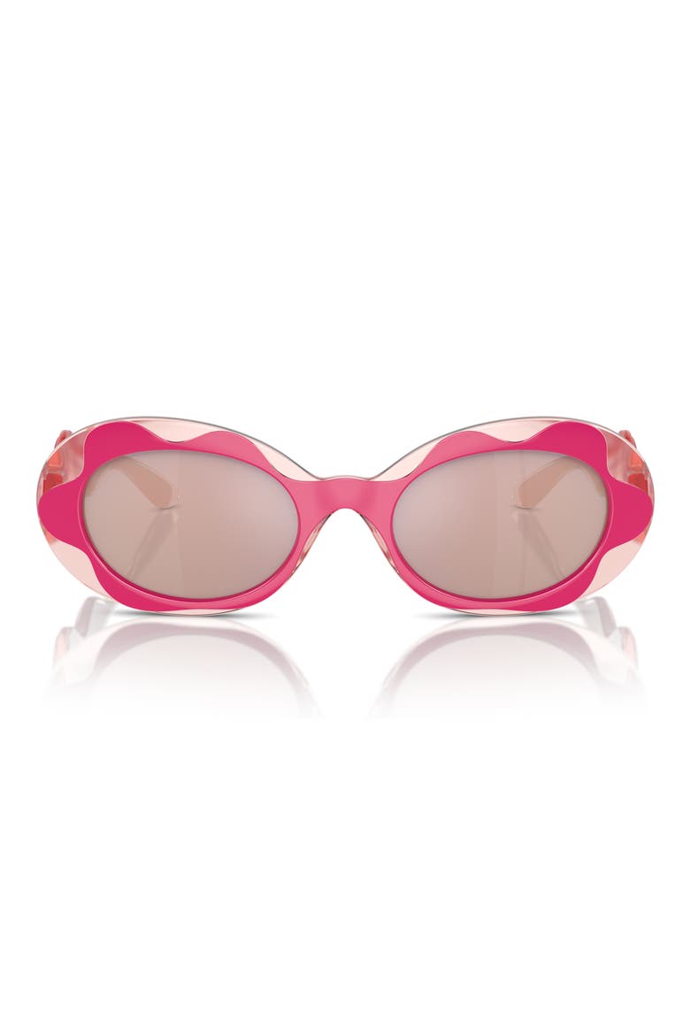 Kids' 49mm Small Oval Sunglasses, Main, color, PINK / PINK MIRROR ROSE GOLD