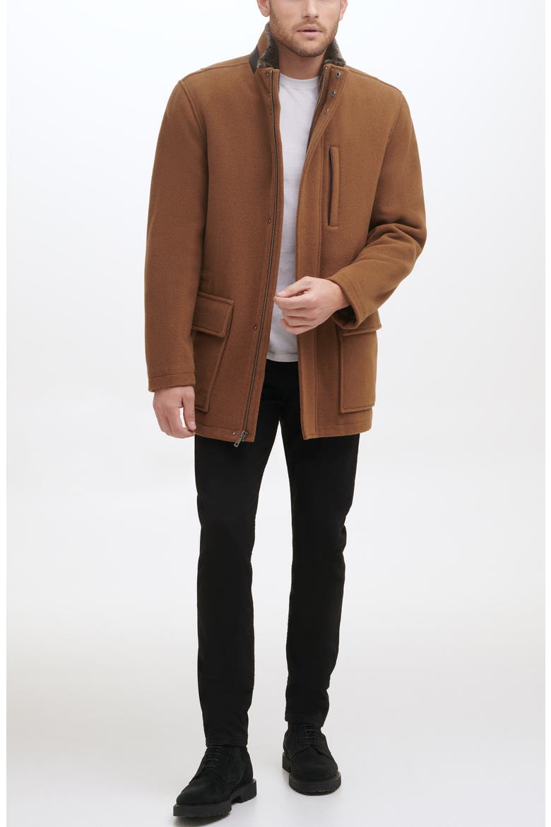 Wool Blend Faux Fur Lined Stand Collar Jacket, Alternate, color, CAMEL