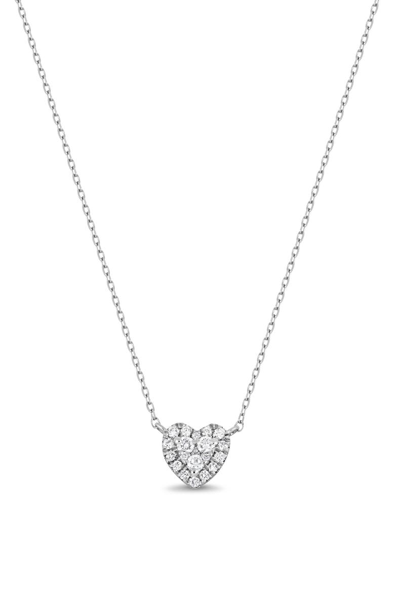 18K Gold Icon Diamond Heart Pendant Necklace (Online Trunk Show), Main, color, 18K WHITE GOLD/ DIAMOND