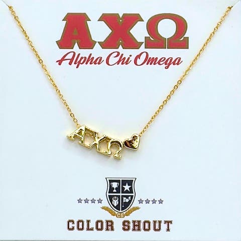 Alpha Chi Omega Sorority Gold Heart Necklace