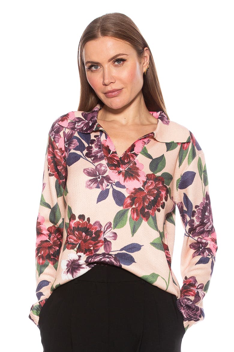 Evander Retro Ruby Notch Neck Tunic Top, Alternate, color, BEIGE FLORAL