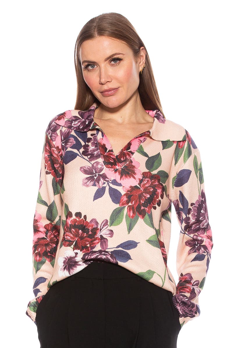 Alexia Admor Evander Retro Ruby Notch Neck Tunic Top, Alternate, color, Beige Floral