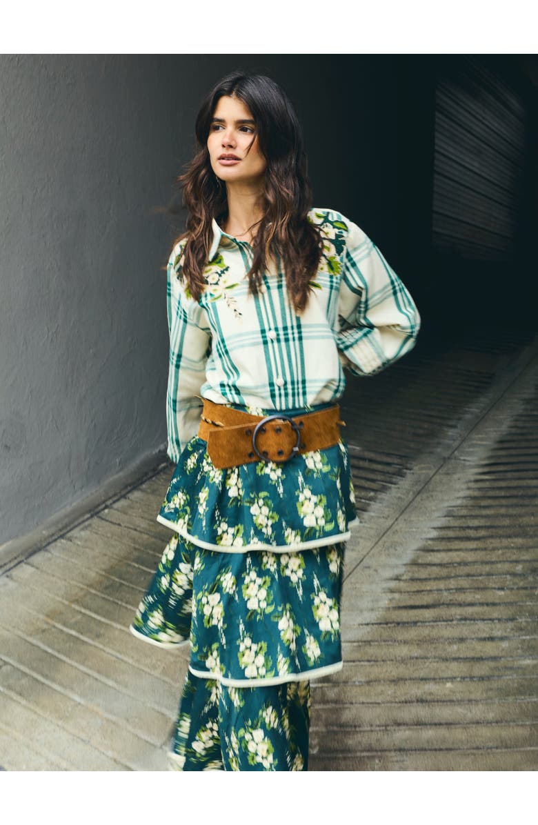 Eddy Kenz Skirt x McKenzie Collaboration, Alternate, color, Deep Green Cream Floral