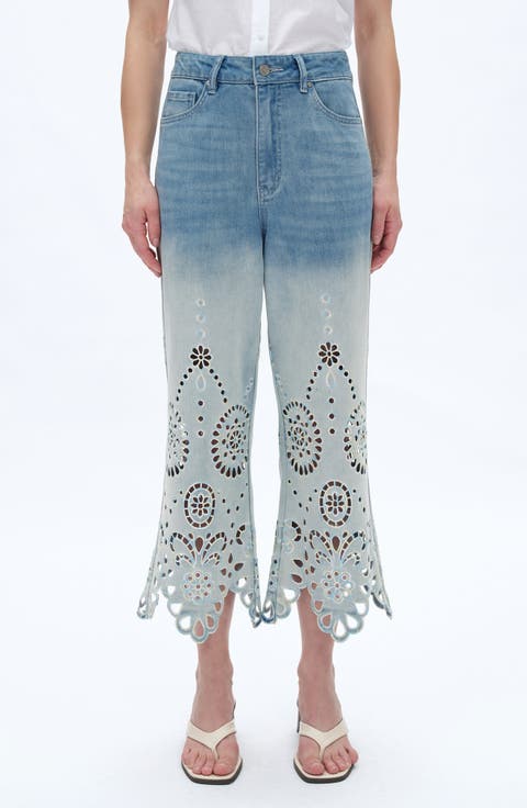 無料配送 ◆ Sculptor ◆ Eyelet Knit Capri Pants Eyelet Knit Capri Pants Melange Gray – Sculptor