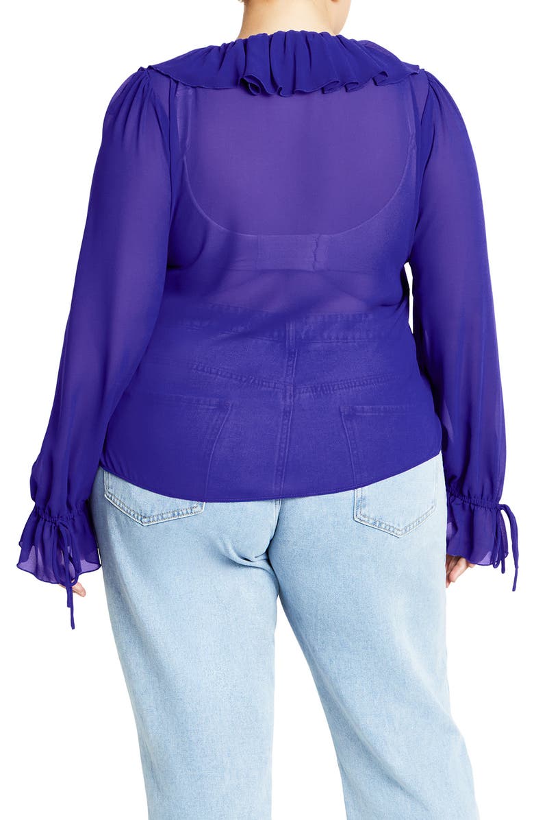 City Chic Felix Ruffle Long Sleeve Tiered Dress, Alternate, color, Cobalt