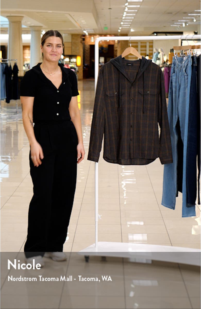 Bixby Plaid Cotton Blend Hooded Button-Up Shirt, sales video thumbnail
