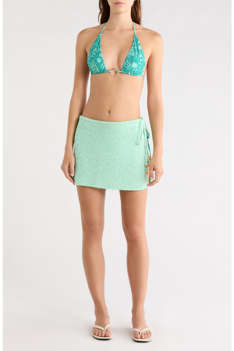 Sequin Side Tie Cotton Blend Cover-Up Sarong, Main, color, SEA GLIMMER