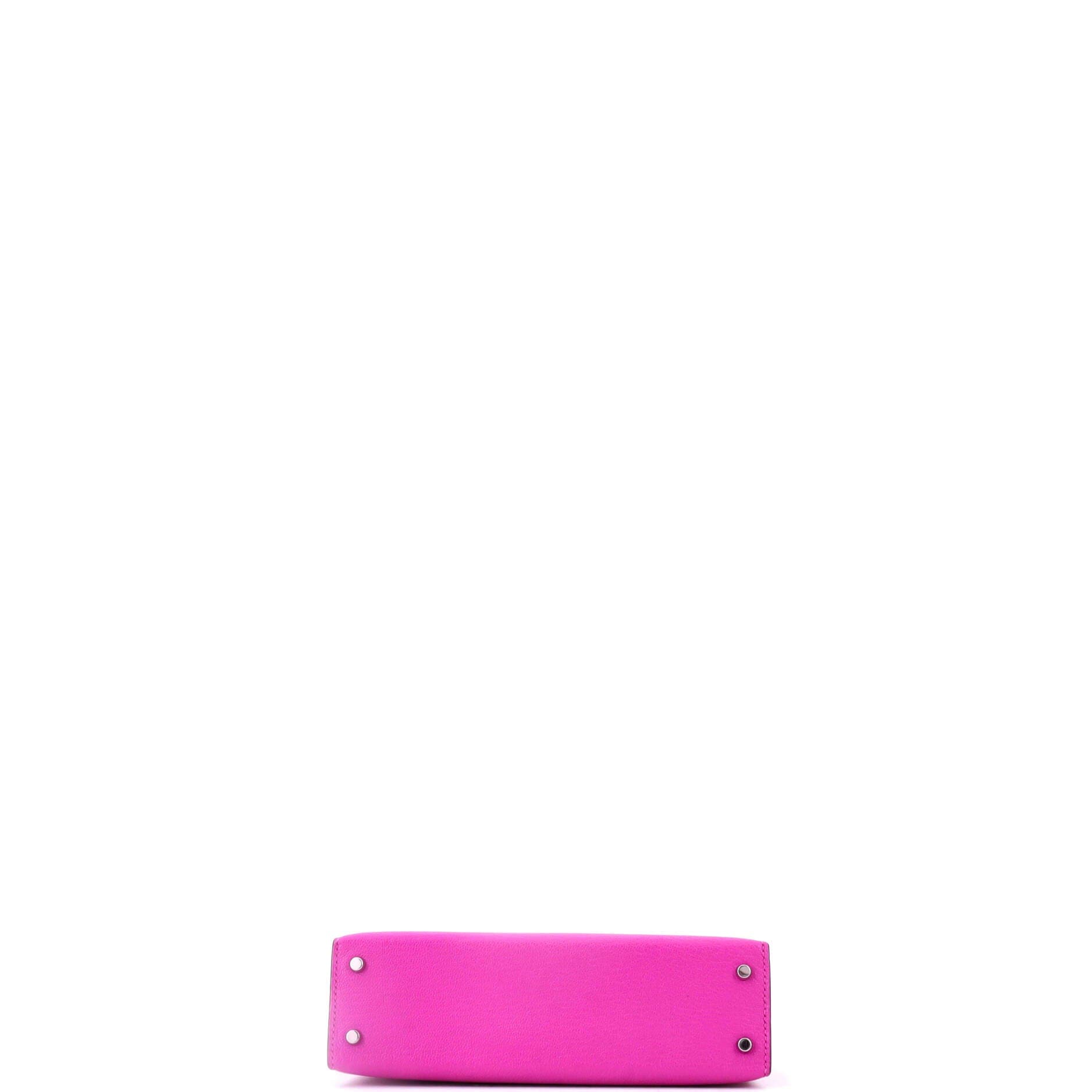 Pre-Owned Hermes Kelly Mini II Bag Pink Chevre Mysore with Palladium Hardware 20, Alternate, color, Rose Pourpre