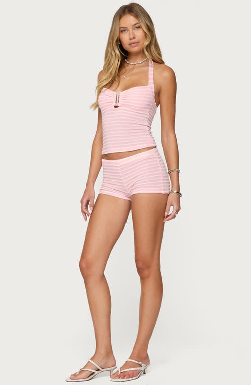 Edikted Lovina Textured Striped Halter Top In Pink