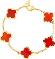 RIVKA FRIEDMAN 18K Gold Plated Carnelian Clover Bracelet