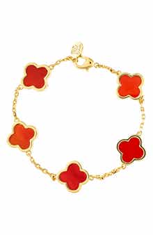 RIVKA FRIEDMAN 18K Gold Plated Carnelian Clover Bracelet