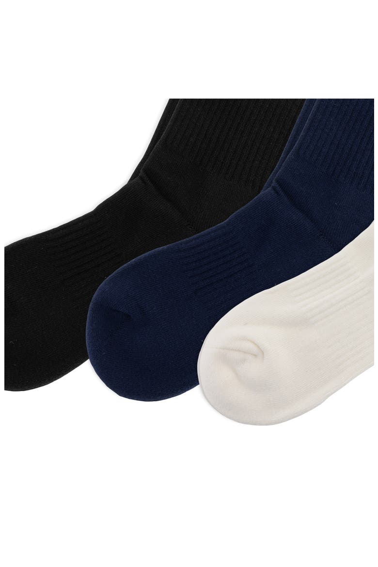 Assorted 3-Pack Double Logo Crew Socks, Alternate, color, CREAM