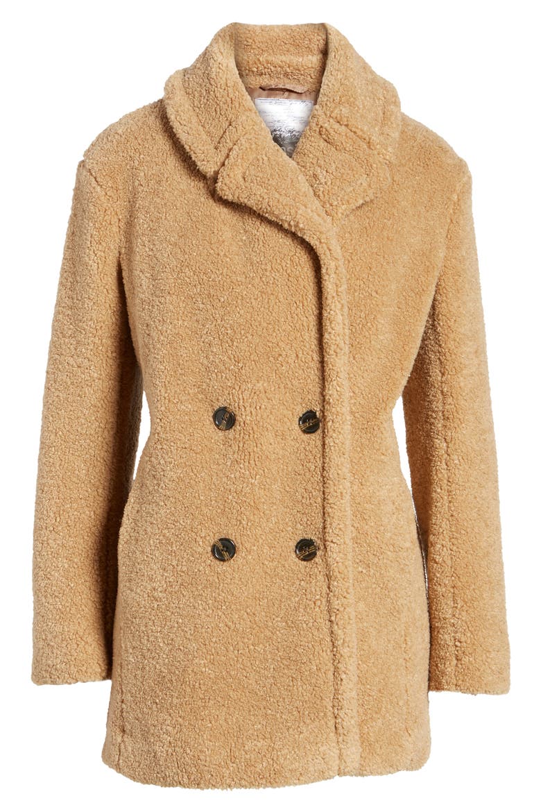 Teddy Bear Notch Collar Faux Fur Coat, Alternate, color, BUTTERSCOTCH