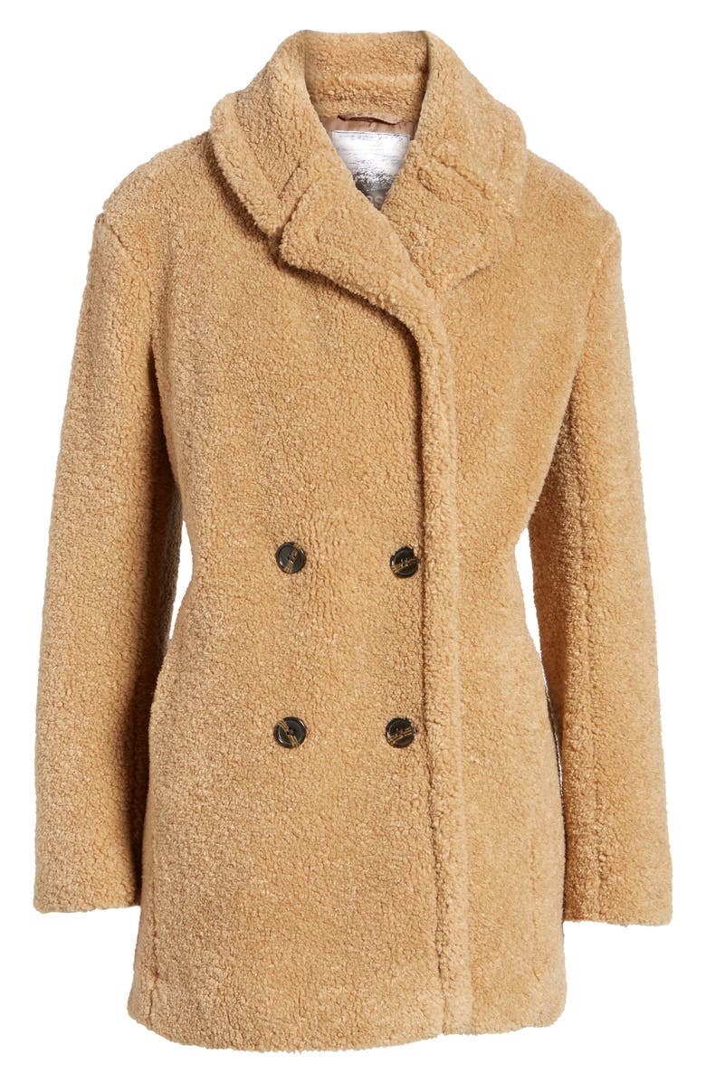 Kensie Teddy Bear Notch Collar Faux Fur Coat, Alternate, color, 