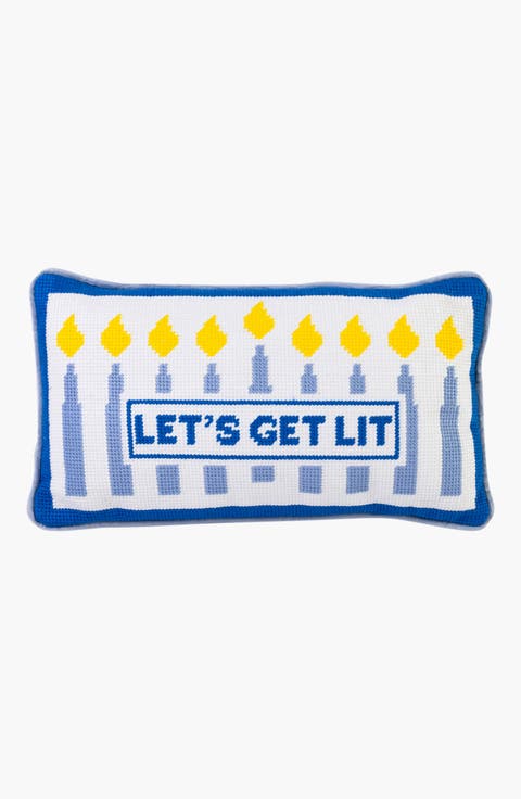 Let's Get Lit Needlepoint Pillow