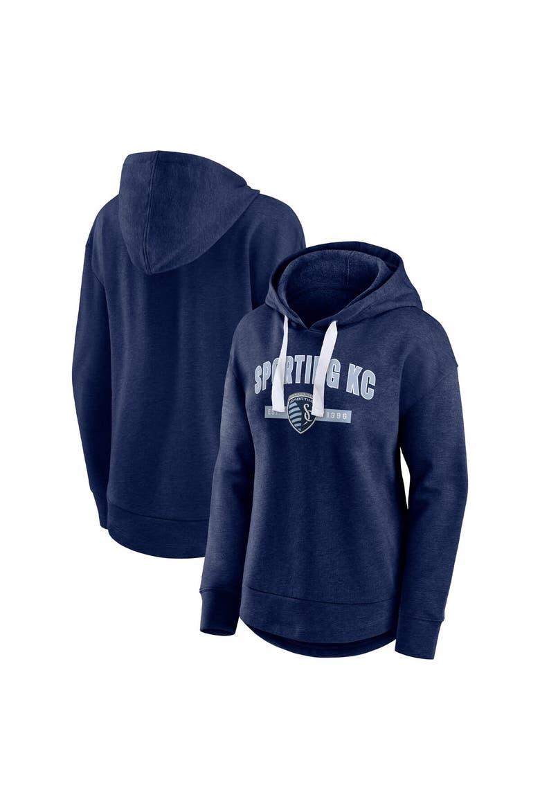 Women's Fanatics Branded Heather Navy Sporting Kansas City Lineup Pullover Hoodie, Main, color, Navy