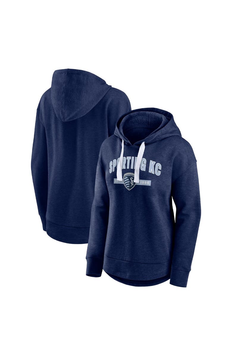 FANATICS Women's Fanatics Branded Heather Navy Sporting Kansas City Lineup Pullover Hoodie, Main, color, Navy