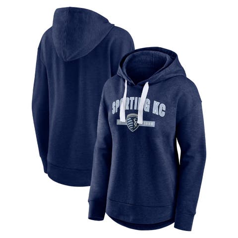 Women's Fanatics Branded Heather Navy Sporting Kansas City Lineup Pullover Hoodie