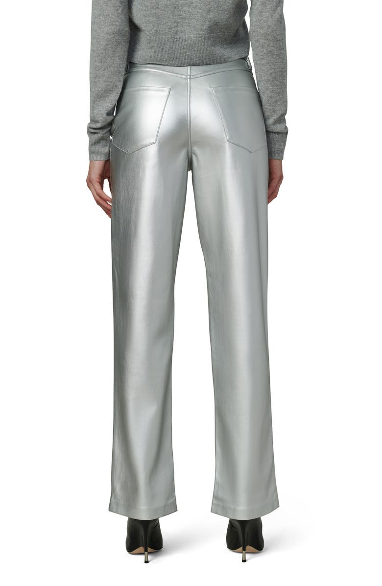 Joe's The Margot High Waist Relaxed Straight Leg Faux Leather Jeans, Alternate, color, Plated Silver