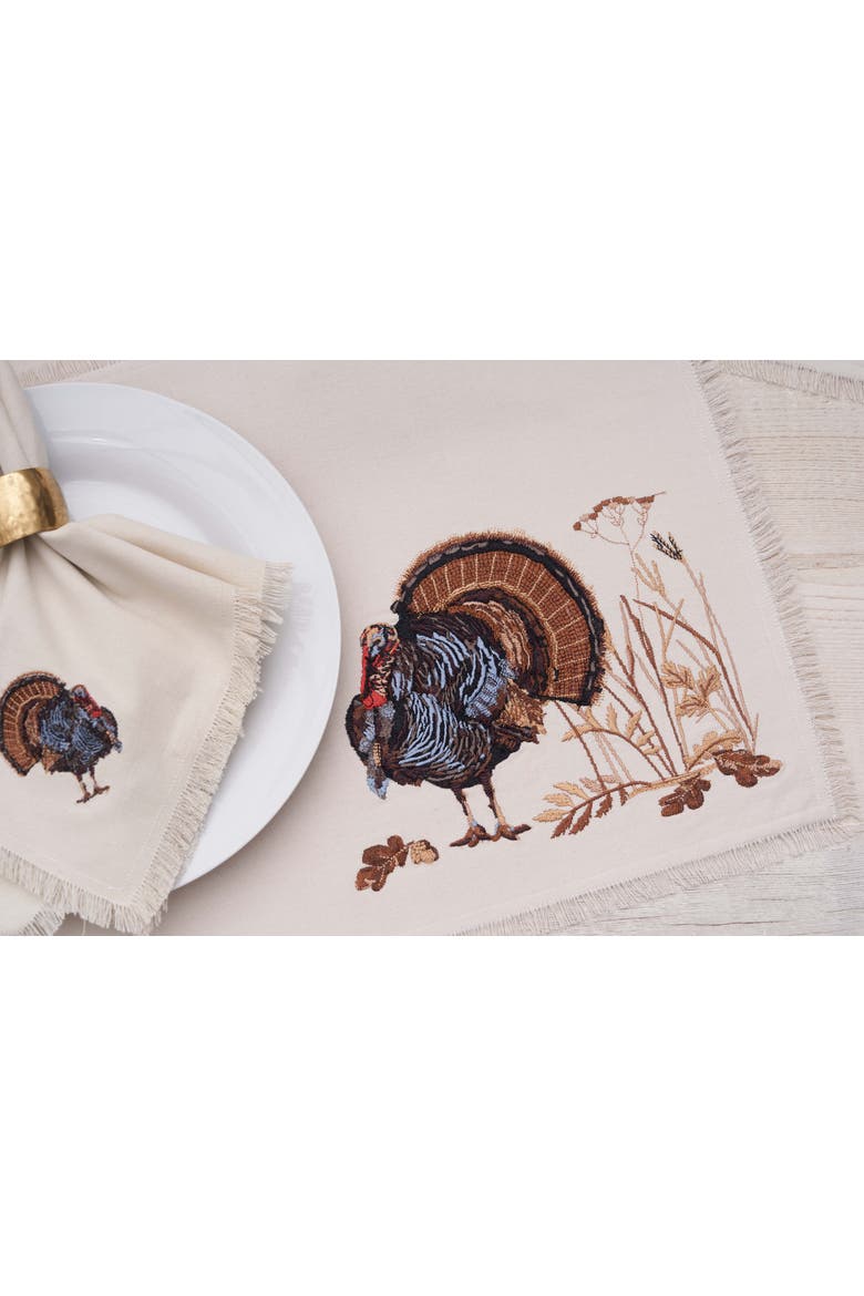 Turkey Set of 4 Cloth Napkins, Alternate, color, Beige