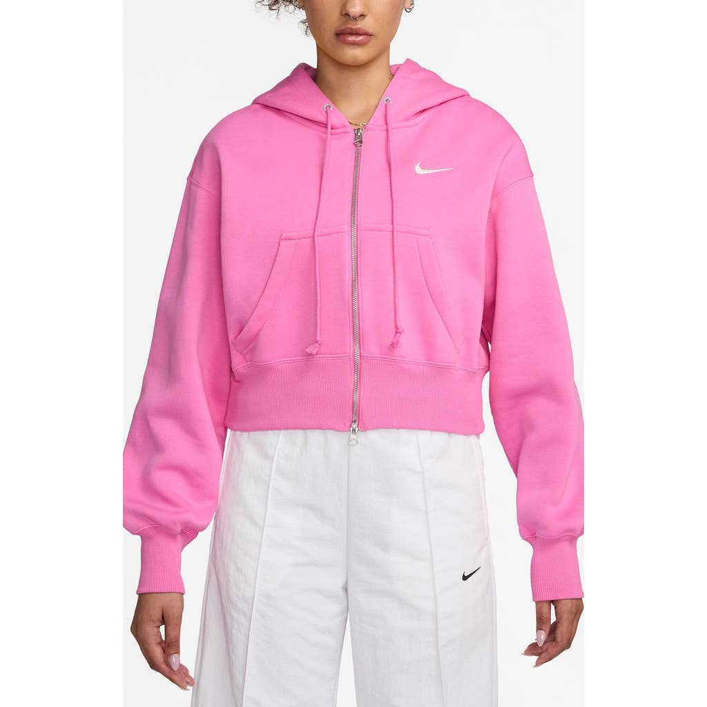 Nike Phoenix Relaxed Fit Cotton Blend Fleece Hoodie In Pink