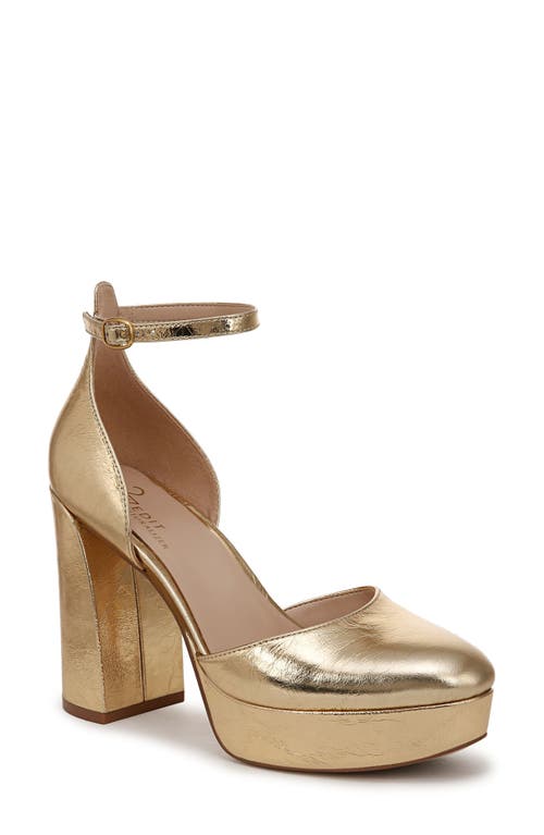 27 EDIT Naturalizer Giovanna Ankle Strap Platform Pump in Dark Gold 