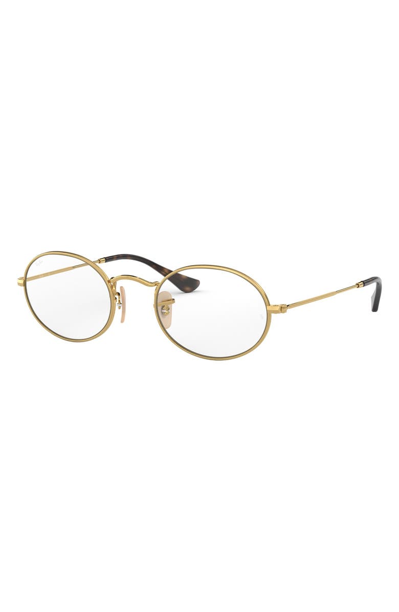 Ray-Ban Unisex 48mm Oval Optical Glasses, Alternate, color, Gold