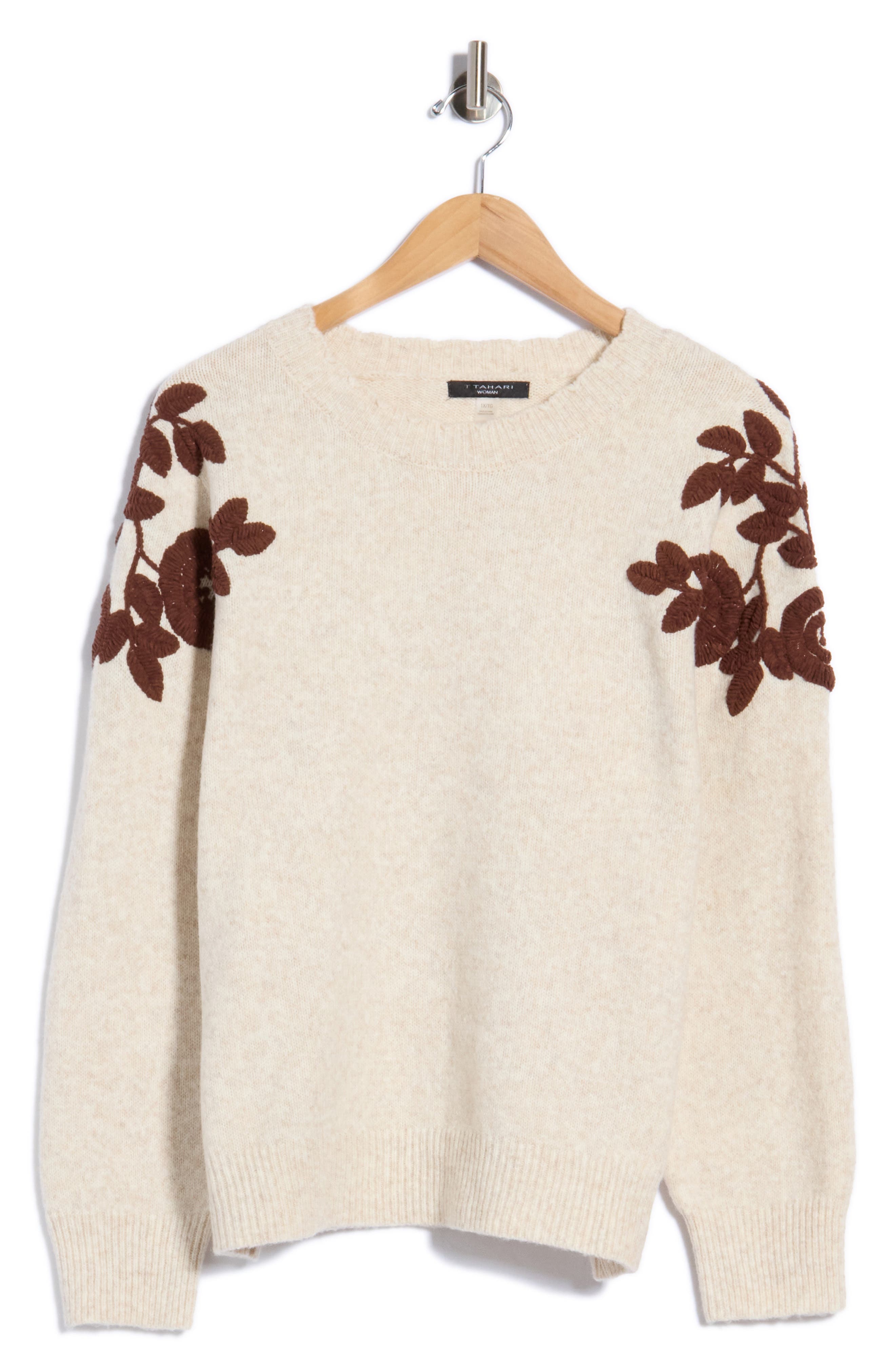 Embroidered Sleeve Sweater