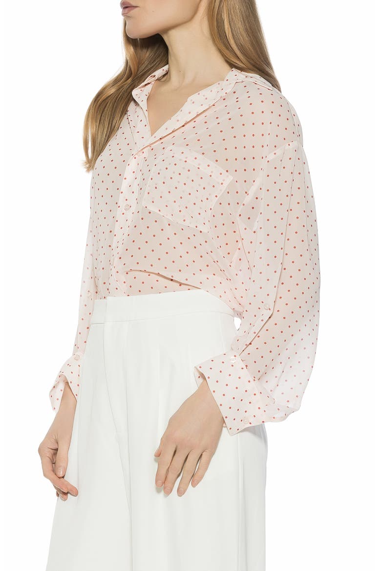 Atticus Sheer Button Up Shirt, Alternate, color, RED POLKA