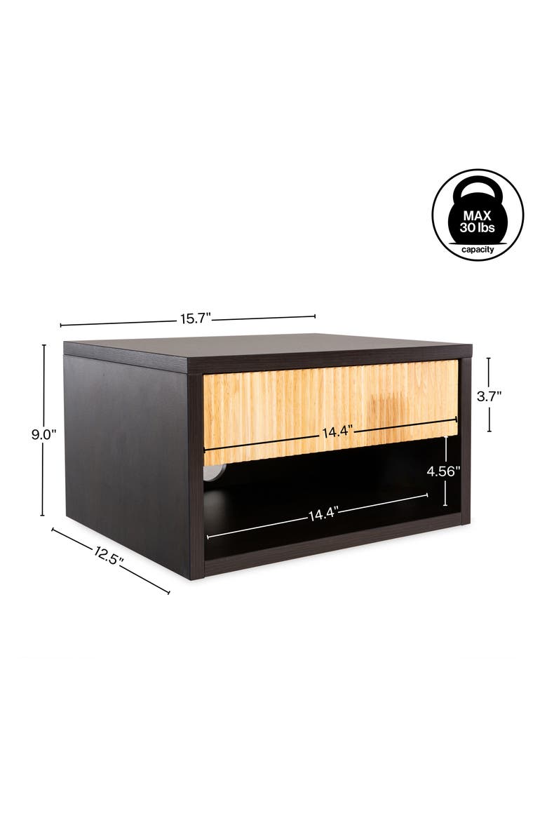 JONATHAN Y Elise Classic Contemporary Floating Wall Mounted Nightstand with Soft-Close Tambour Drawer and Cable Hole, Alternate, color,