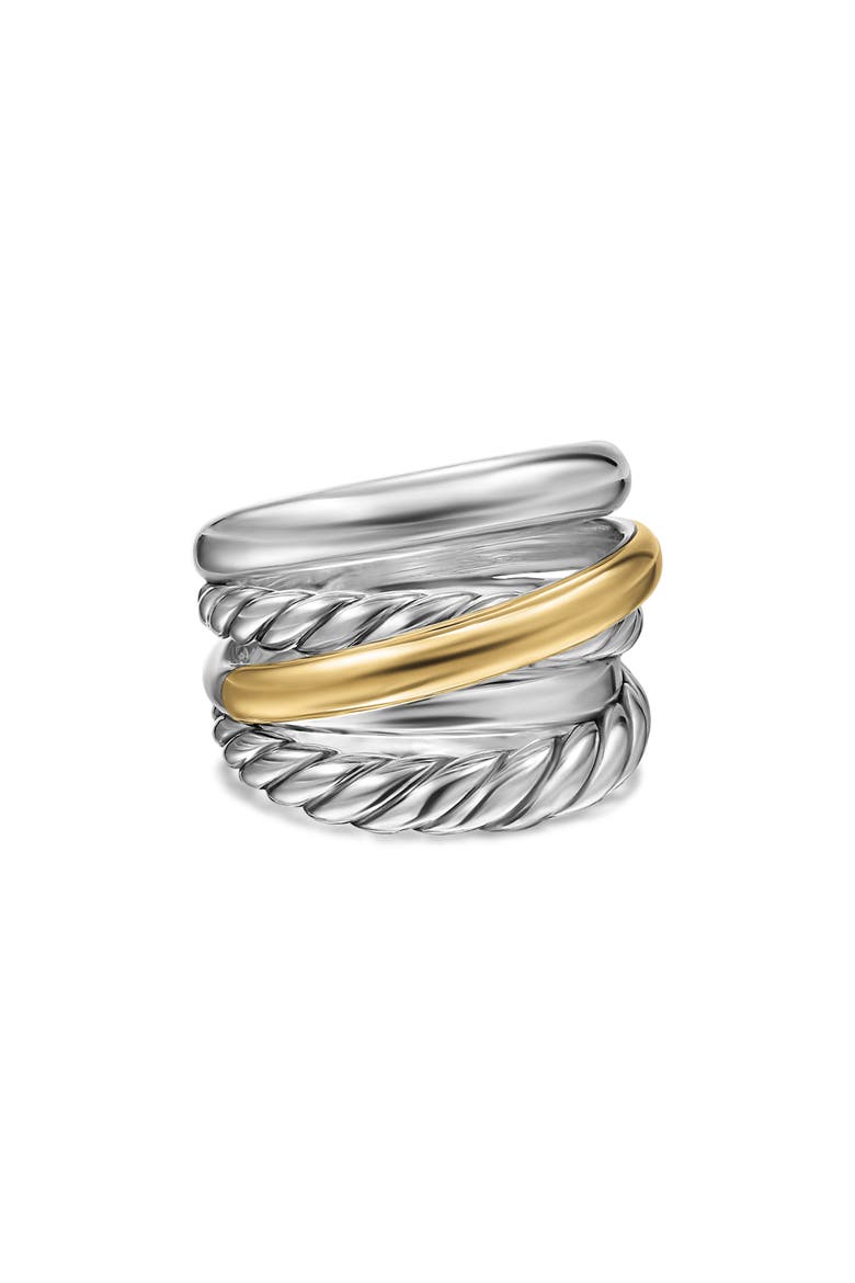 Crossover Five-Row Ring in Sterling Silver with 14K Yellow Gold, Alternate, color, S STERLING SILVER/ 14K GOLD -8
