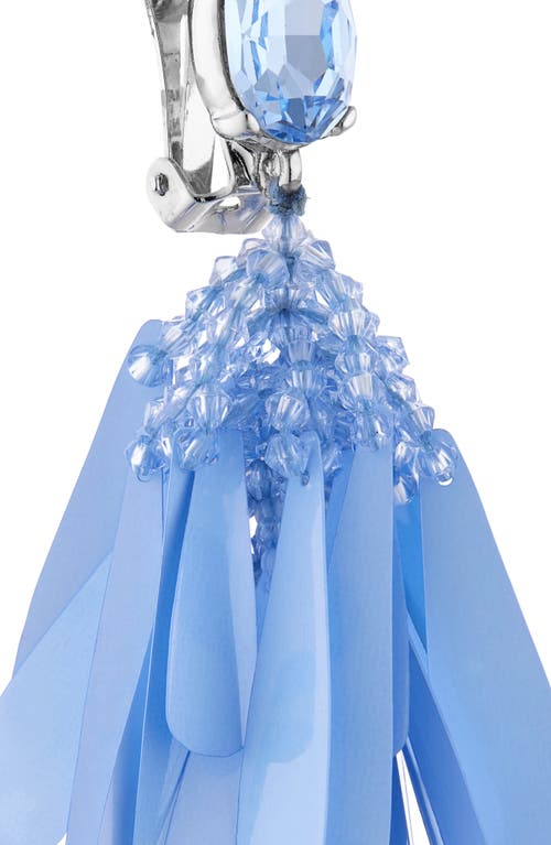 Oscar De La Renta Bead & Sequin Flower Cascade Clip-on Drop Earrings In Aquamarine