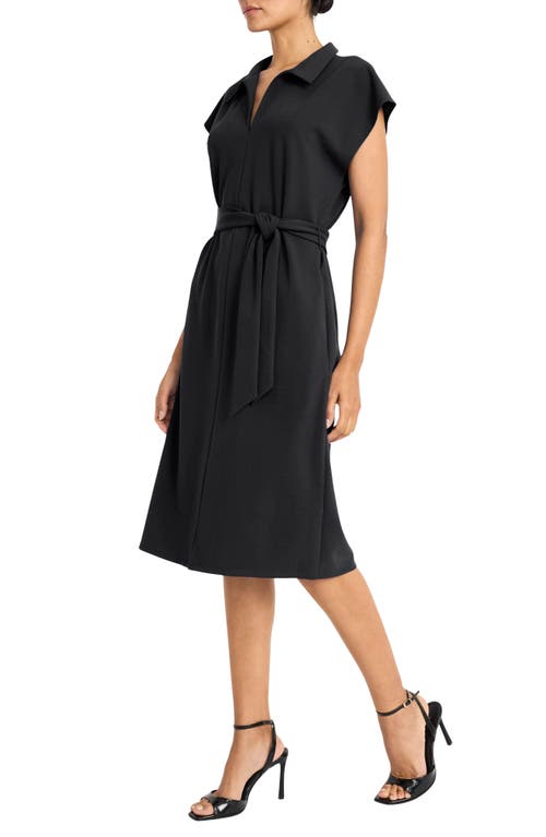 Maggy London Collared Midi A-line Dress In Black