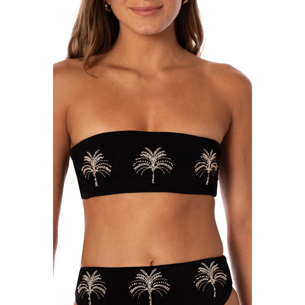 Maaji Midnight Palm Bryn Reversible Bikini Top In Black