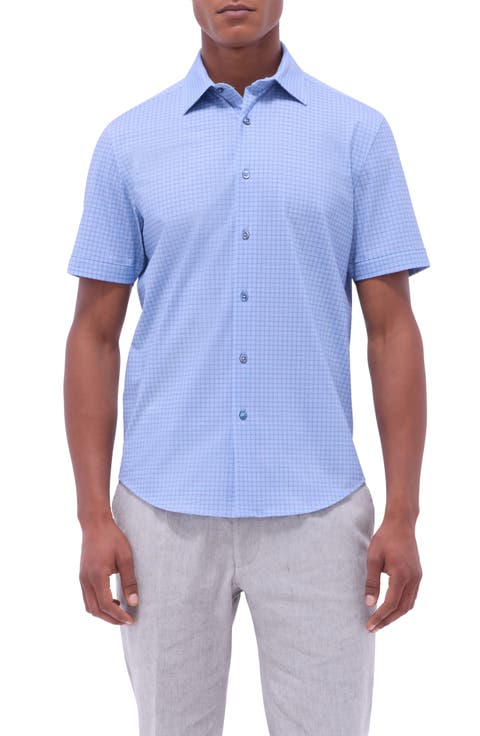 Miles OoohCotton® Geometric Print Short Sleeve Button-Up Shirt