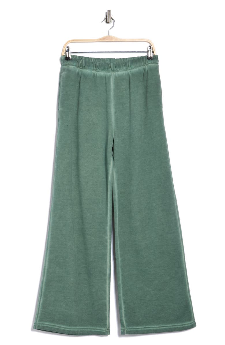 Good American Brushed Fleece Wide Leg Sweatpants, Alternate, color, Washed Fatigue Green001