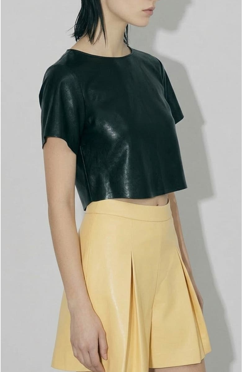 AS by DF Beck Upcycled Leather Tee, Alternate, color, Black