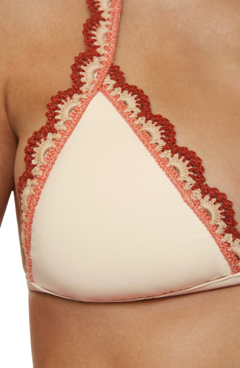 Lucky Brand Malaga Crochet Trim Bikini Top, Alternate, color, Natural