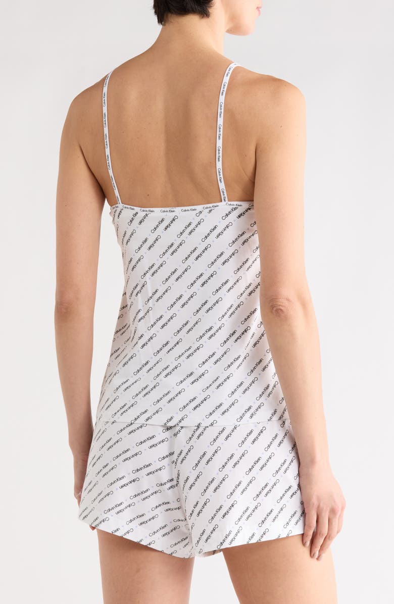Calvin Klein Stretch Cotton Camisole & Shorts Pajamas, Alternate, color, Diagonal Logo Hearts