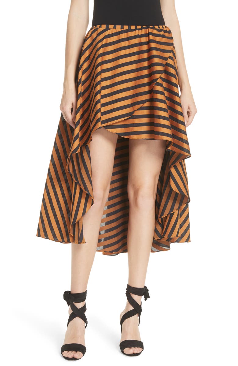 CAROLINE CONSTAS Adelle Ruffle High/Low Skirt, Main, color, 