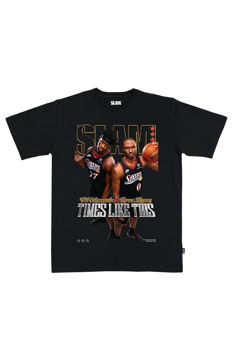 SLAM Unisex SLAM VJ Edgecombe & Tyrese Maxey Black Philadelphia 76ers Cover T-Shirt, Main, color, Black