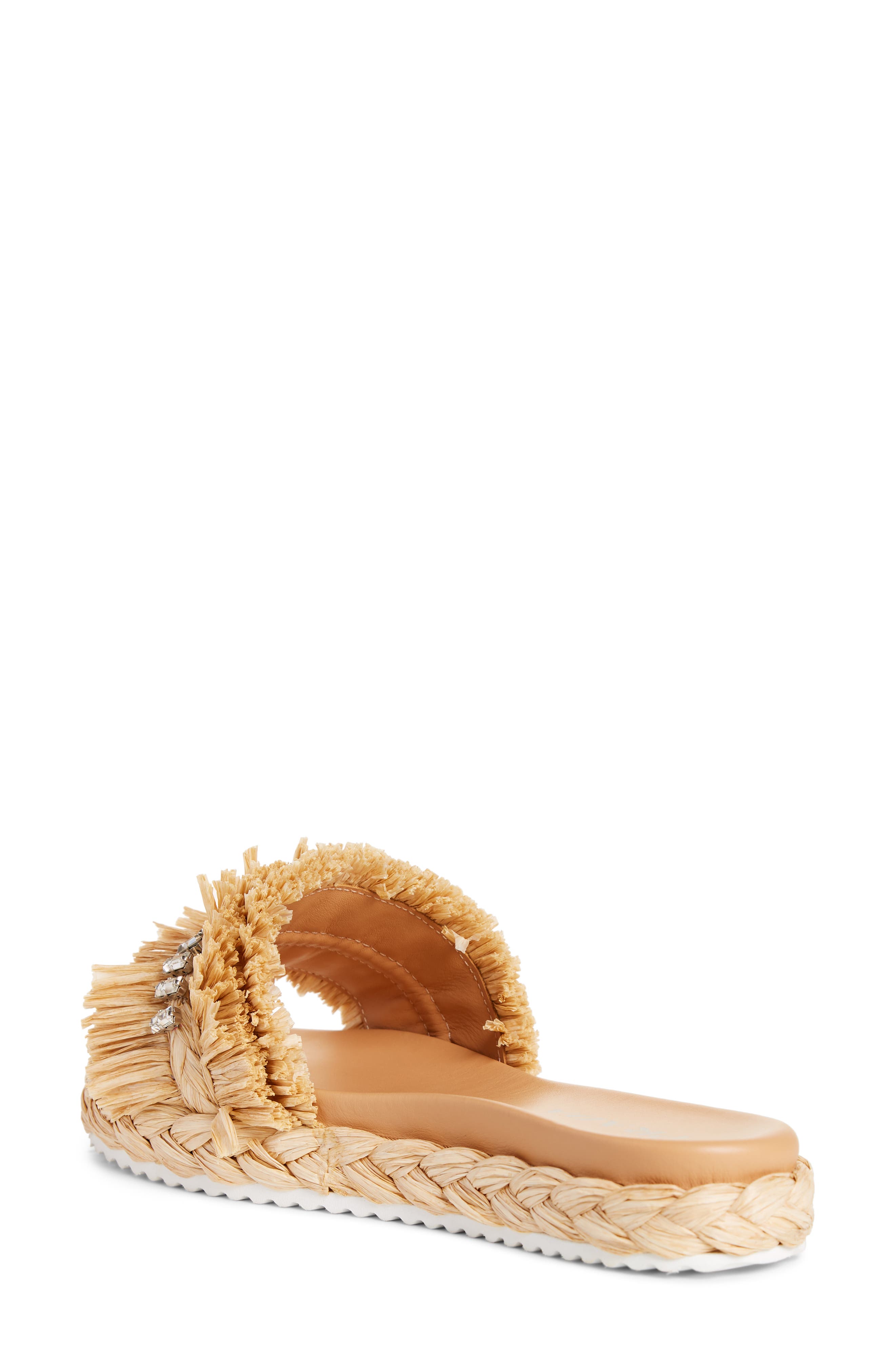 Prada Embellished Raffia Slide Sandal, Alternate, color, 
